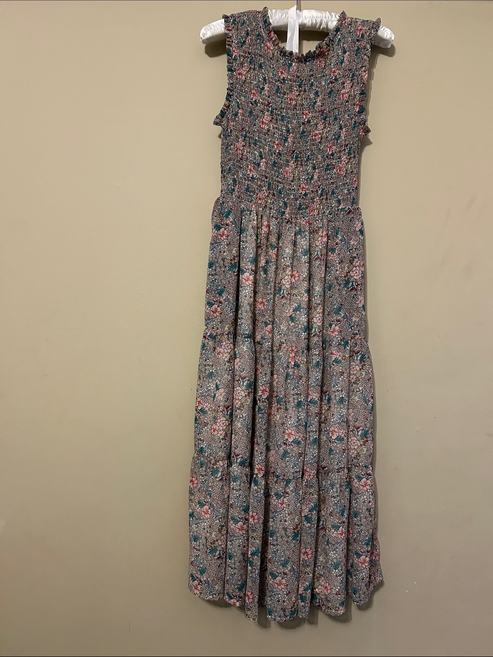 Carly Jean Los Angeles Floral Maxi Dress in Blue and Pink